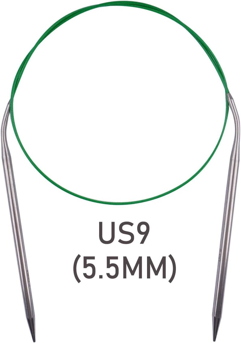 BsHooker Circular Knitting Needles 32inches/80cm,Size US 9.0(5.5mm) Stainless Steel Round Knitting Needles for Handmade Knitting DIY - Image 2